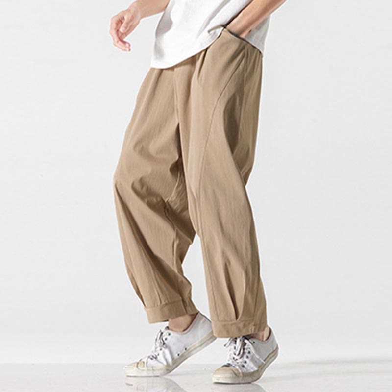 Buddha Stones Summer Solid Drawstring Ankle-Length Men's Cargo Harem Pants With Pockets - image 2