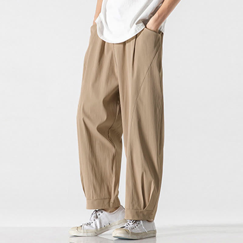Buddha Stones Summer Solid Drawstring Ankle-Length Men's Cargo Harem Pants With Pockets - image 3