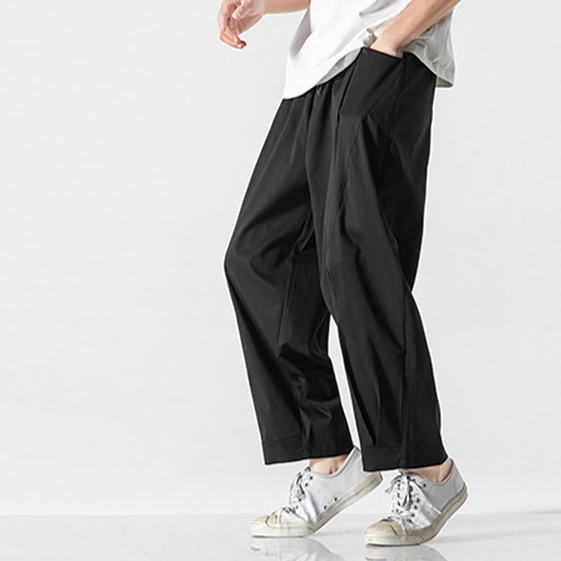 Buddha Stones Summer Solid Drawstring Ankle-Length Men's Cargo Harem Pants With Pockets - image 21