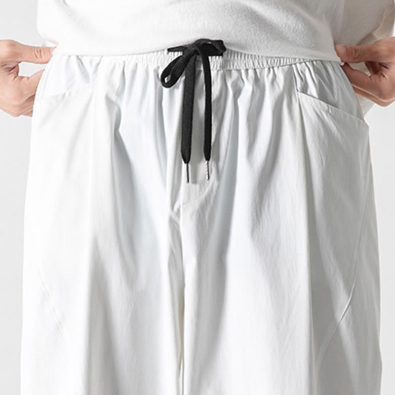 Buddha Stones Summer Solid Drawstring Ankle-Length Men's Cargo Harem Pants With Pockets - image 34