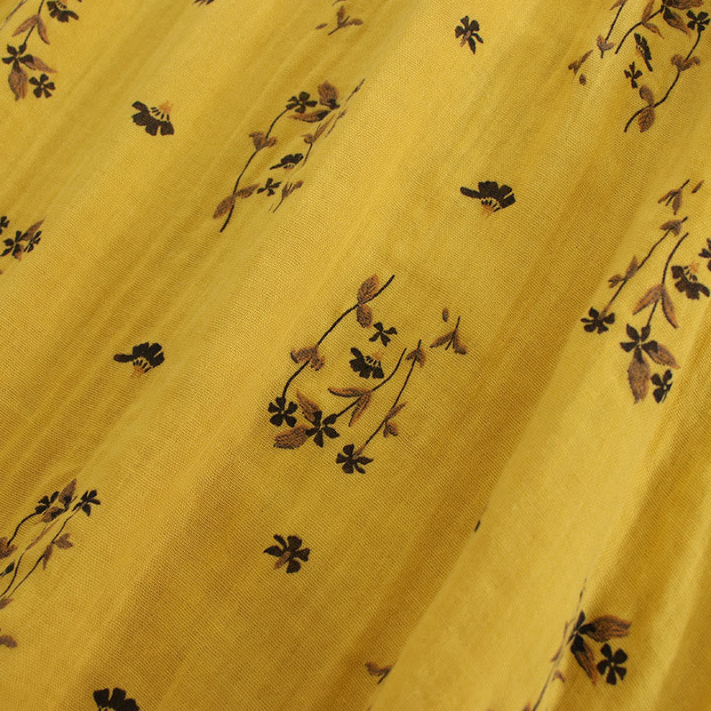 Buddha Stones Spring Small Floral Print Buttons Design Crew Neck Long Sleeve Midi Dress With Pockets - image 22