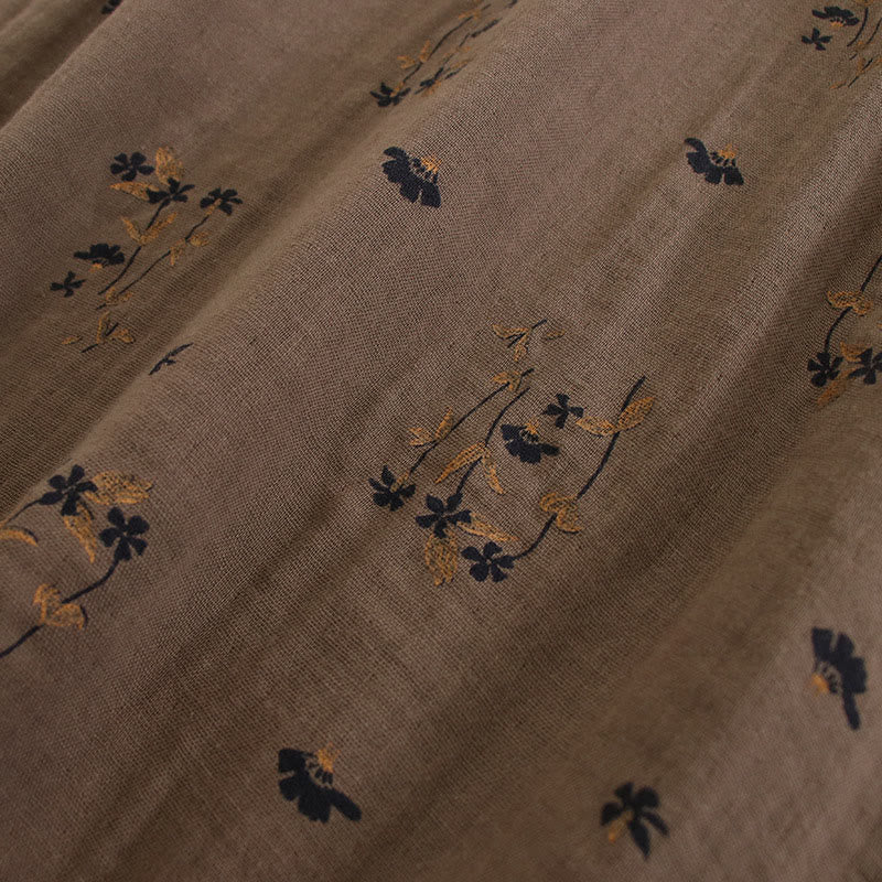 Buddha Stones Spring Small Floral Print Buttons Design Crew Neck Long Sleeve Midi Dress With Pockets - image 43