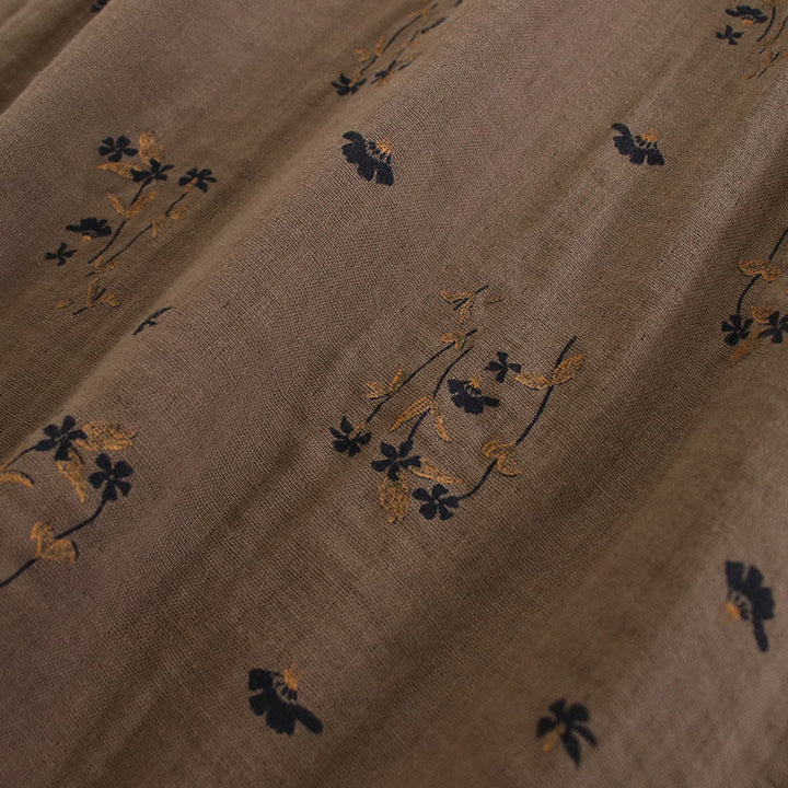 Buddha Stones Spring Small Floral Print Buttons Design Crew Neck Long Sleeve Midi Dress With Pockets - image 43