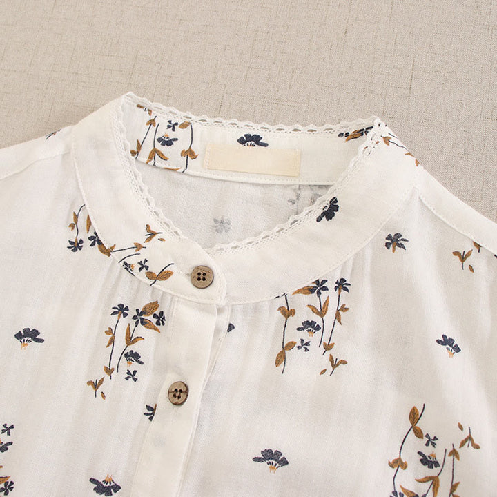 Buddha Stones Spring Small Floral Print Buttons Design Crew Neck Long Sleeve Midi Dress With Pockets - image 46