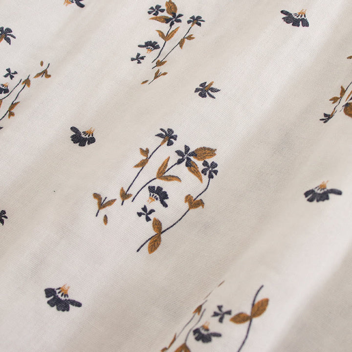 Buddha Stones Spring Small Floral Print Buttons Design Crew Neck Long Sleeve Midi Dress With Pockets - image 53