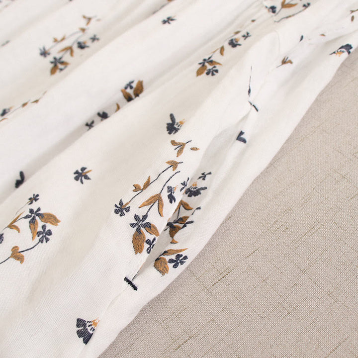 Buddha Stones Spring Small Floral Print Buttons Design Crew Neck Long Sleeve Midi Dress With Pockets - image 51