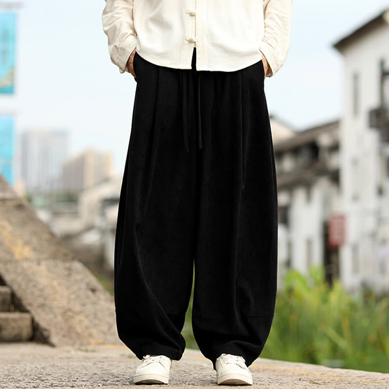 Buddha Stones Fall Solid Elastic Waist Drawstring Men's Harem Pants With Pockets - image 13