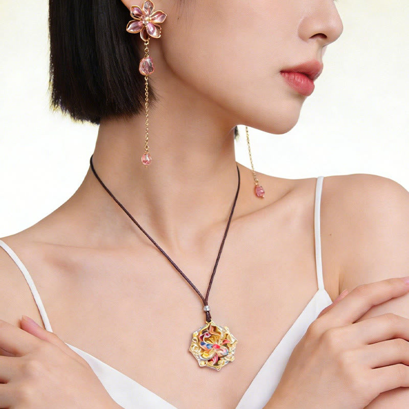 Buddha Stones 999 Sterling Silver Colorful Koi Fish Carved Luck Necklace Pendant - image 12