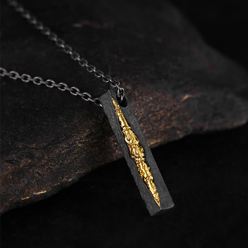 Buddha Stones 999 Sterling Silver 999 Gold Om Mani Padme Hum Wisdom Necklace Pendant - Om Mani Padme Hum&55cm Silver Vajra Chain - image 1