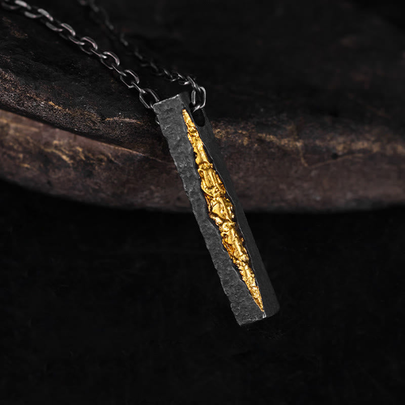 Buddha Stones 999 Sterling Silver 999 Gold Om Mani Padme Hum Wisdom Necklace Pendant - image 2