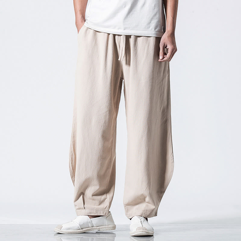 Buddha Stones Drawstring Elastic Waist Ankle-Length Men's Cotton Pants With Pockets - image 19