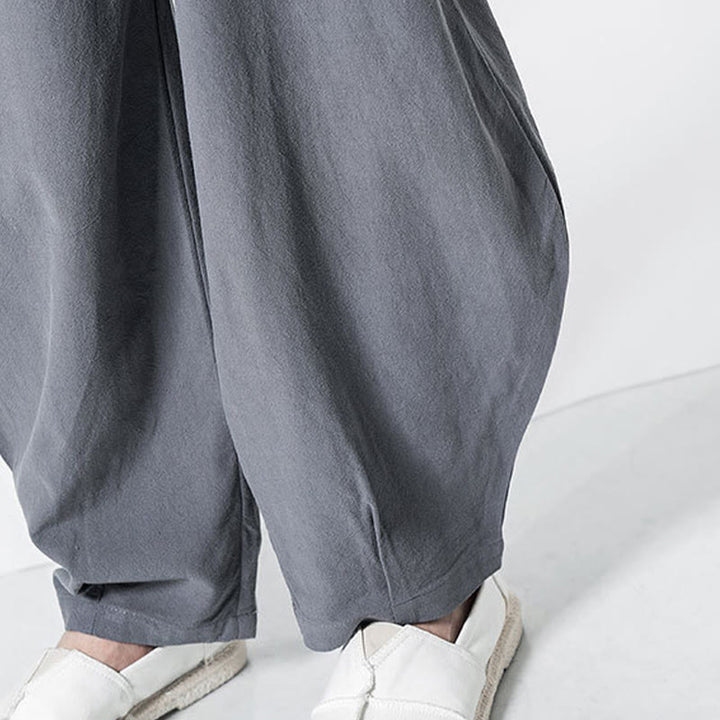 Buddha Stones Drawstring Elastic Waist Ankle-Length Men's Cotton Pants With Pockets - image 10