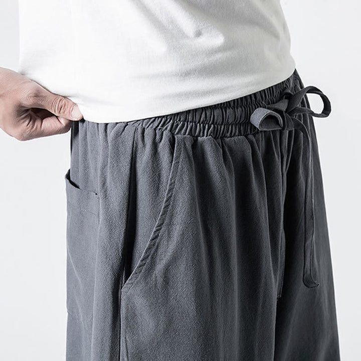 Buddha Stones Drawstring Elastic Waist Ankle-Length Men's Cotton Pants With Pockets - image 9