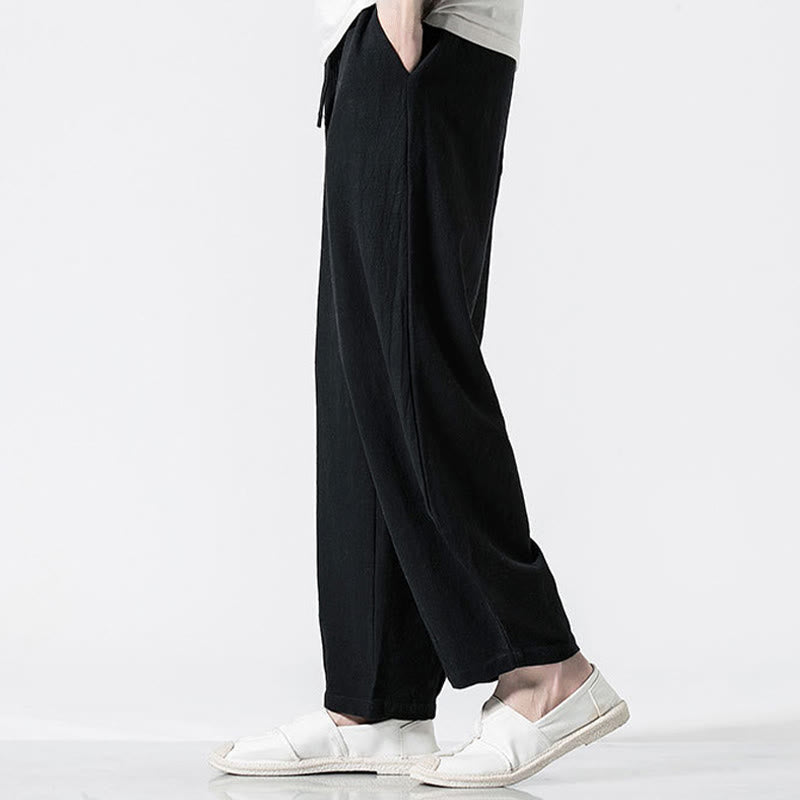 Buddha Stones Drawstring Elastic Waist Ankle-Length Men's Cotton Pants With Pockets - image 16