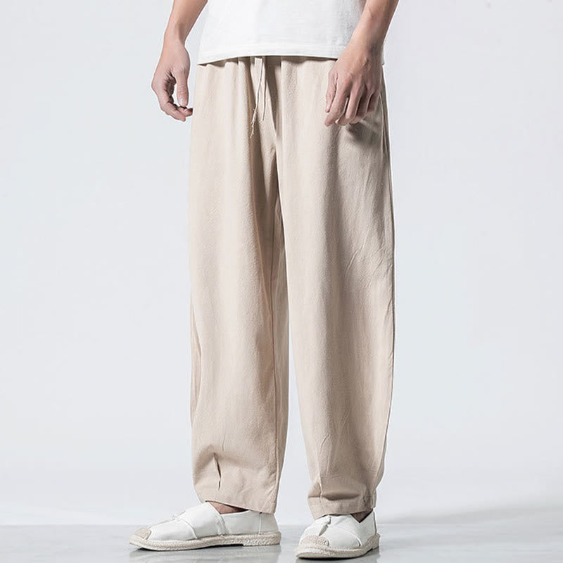 Buddha Stones Drawstring Elastic Waist Ankle-Length Men's Cotton Pants With Pockets - image 21