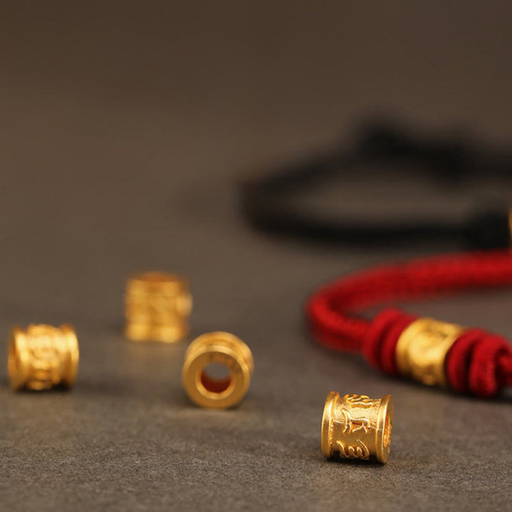 Buddha Stones Tibet Handmade 999 Gold Om Mani Padme Hum Luck Protection Bracelet - image 5