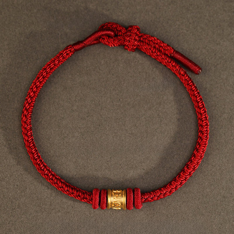 Buddha Stones Tibet Handmade 999 Gold Om Mani Padme Hum Luck Protection Bracelet - image 1