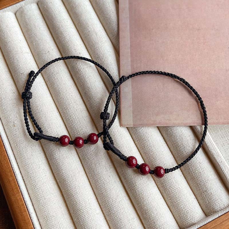 Buddha Stones Handmade Cinnabar Beads Calm Blessing Braided Rope Bracelet - image 11