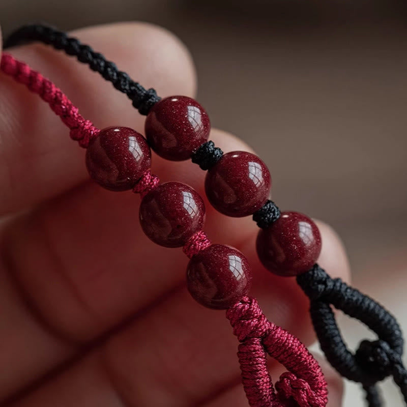Buddha Stones Handmade Cinnabar Beads Calm Blessing Braided Rope Bracelet - image 14