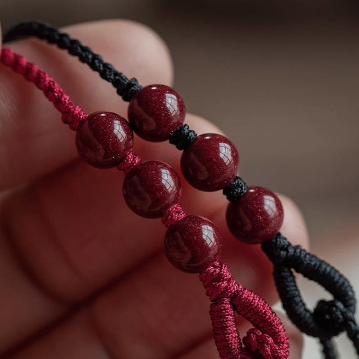Buddha Stones Handmade Cinnabar Beads Calm Blessing Braided Rope Bracelet - image 14