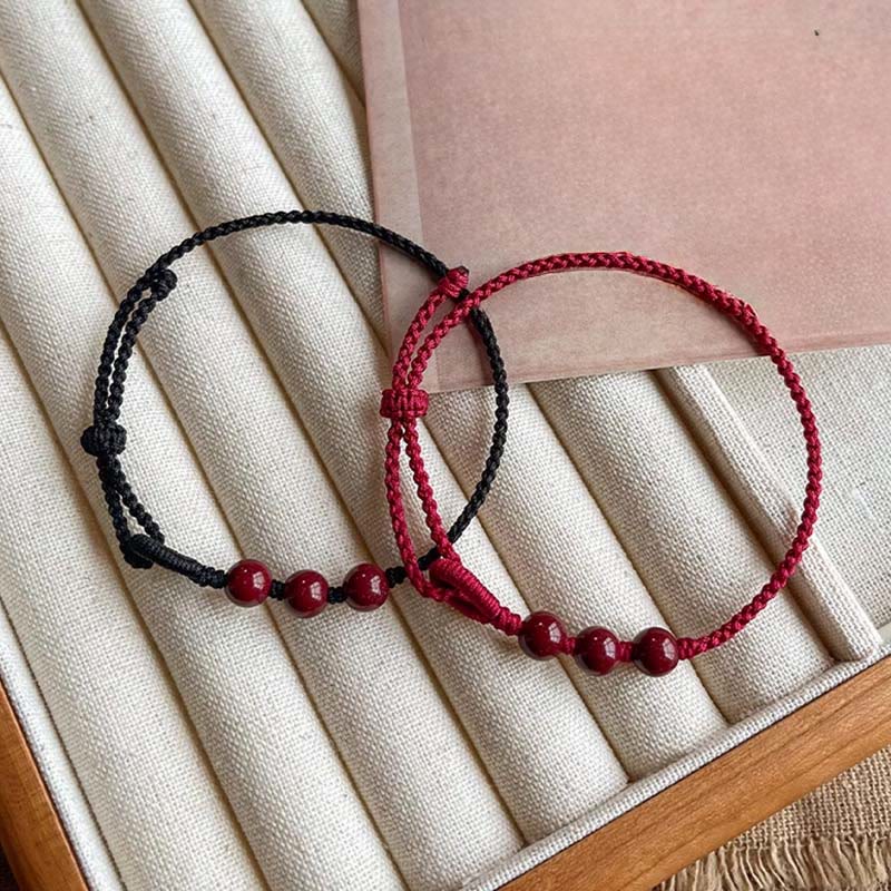 Buddha Stones Handmade Cinnabar Beads Calm Blessing Braided Rope Bracelet - image 13