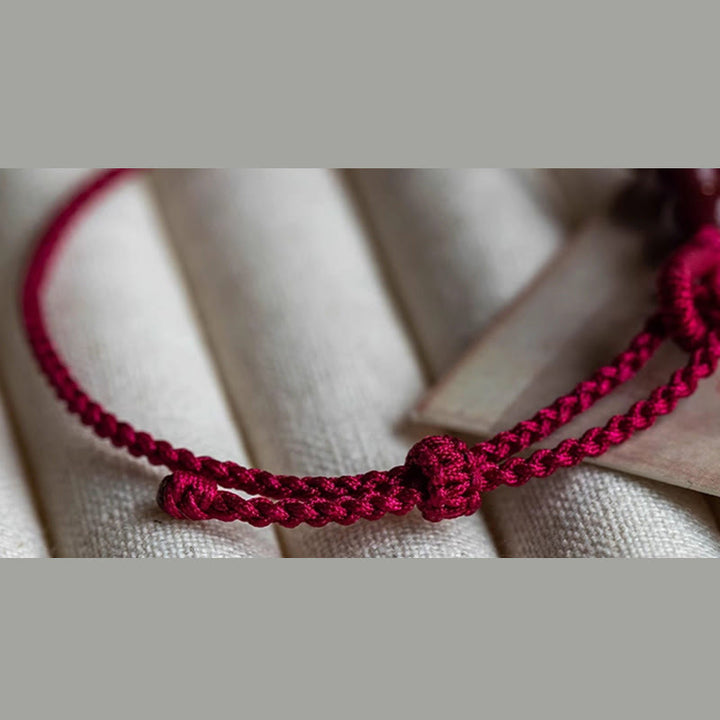Buddha Stones Handmade Cinnabar Beads Calm Blessing Braided Rope Bracelet - image 5