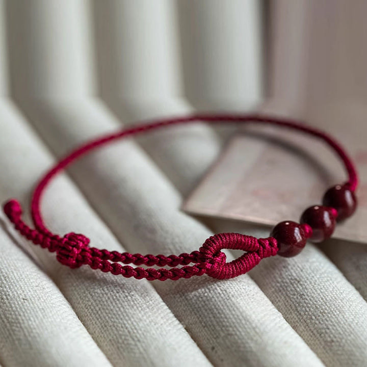 Buddha Stones Handmade Cinnabar Beads Calm Blessing Braided Rope Bracelet - image 3