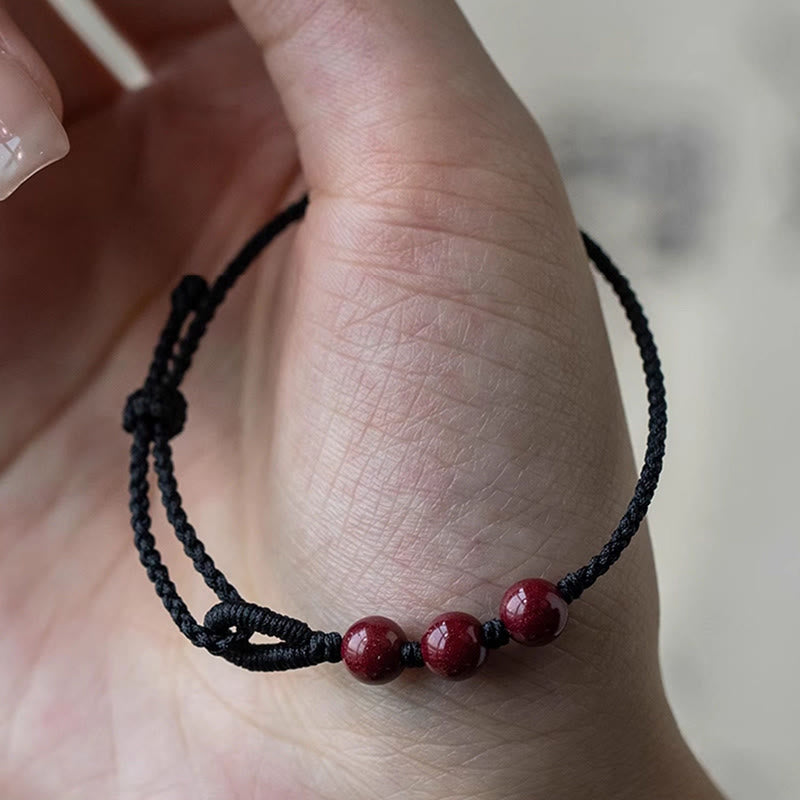 Buddha Stones Handmade Cinnabar Beads Calm Blessing Braided Rope Bracelet - image 10