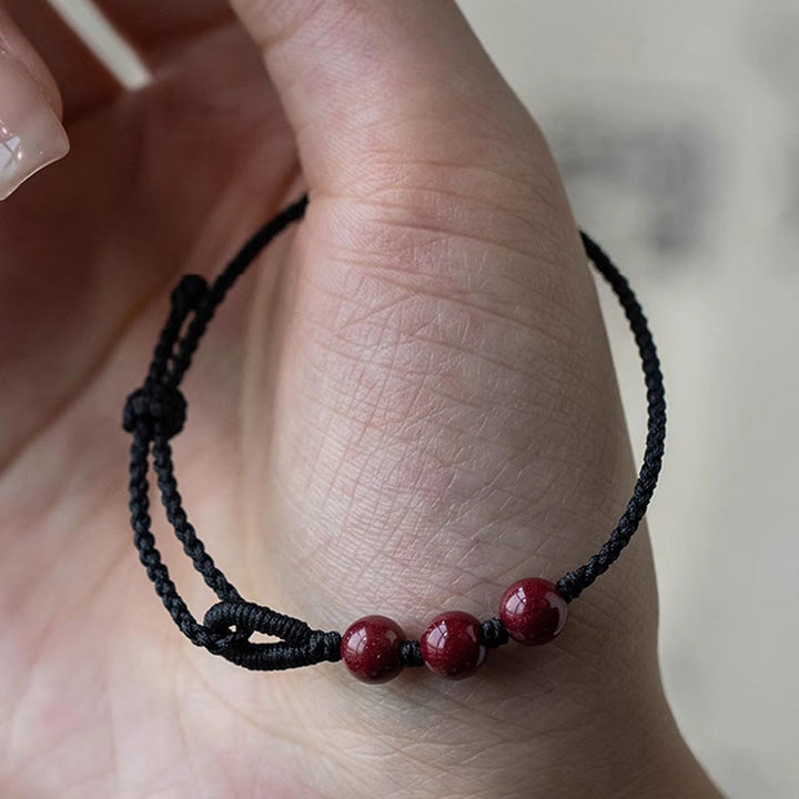 Buddha Stones Handmade Cinnabar Beads Calm Blessing Braided Rope Bracelet - image 10