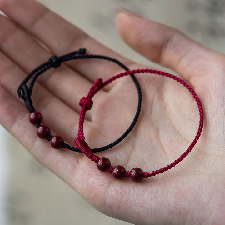 Buddha Stones Handmade Cinnabar Beads Calm Blessing Braided Rope Bracelet - image 15