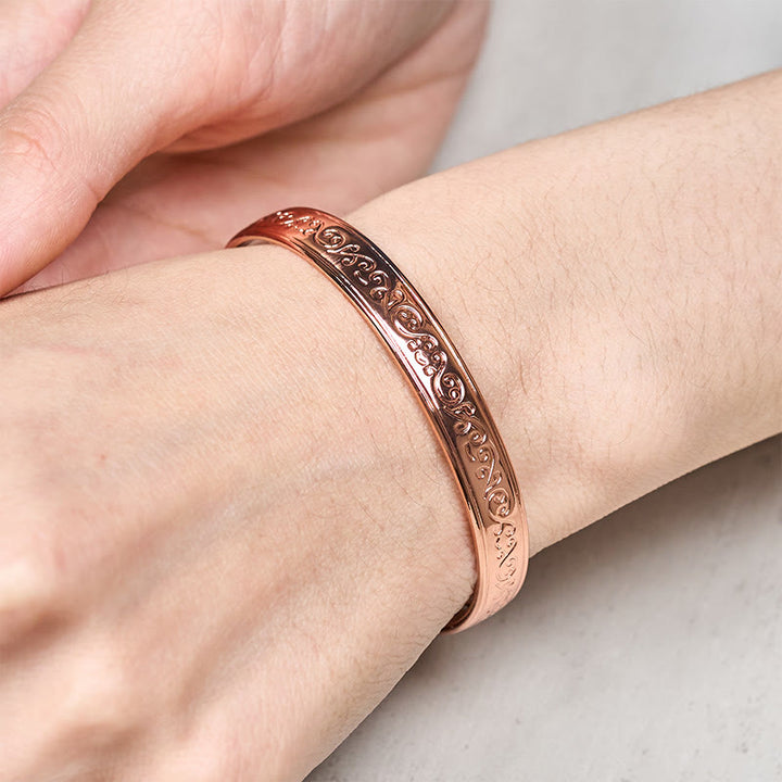 Buddha Stones Engraved Patterned Copper Balance Open Cuff Bracelet Bangle - image 10