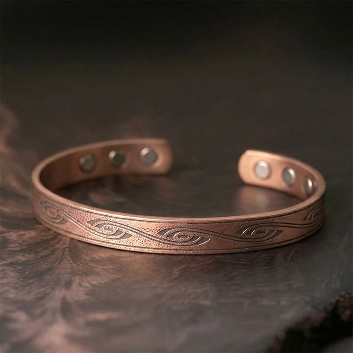 Buddha Stones Spiral Pattern Copper Balance Open Adjustable Cuff Bracelet Bangle - Copper(Wrist Circumference: 15-18cm) - image 0