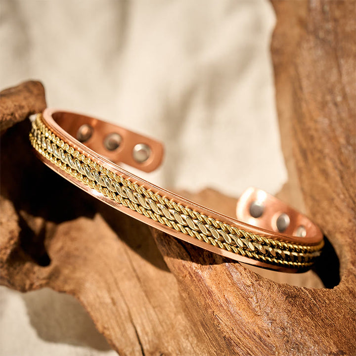 Buddha Stones Retro Twisted Copper Balance Luck Open Adjustable Cuff Bracelet Bangle - image 1