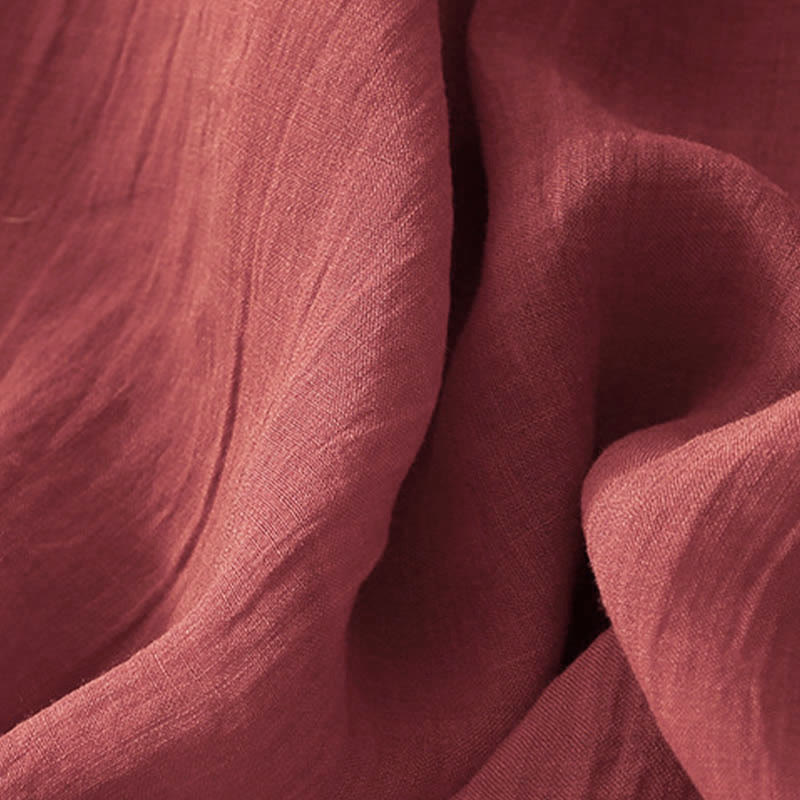 Buddha Stones Solid Color Embroidery Short Sleeve Cotton Midi Dress With Pockets - image 19