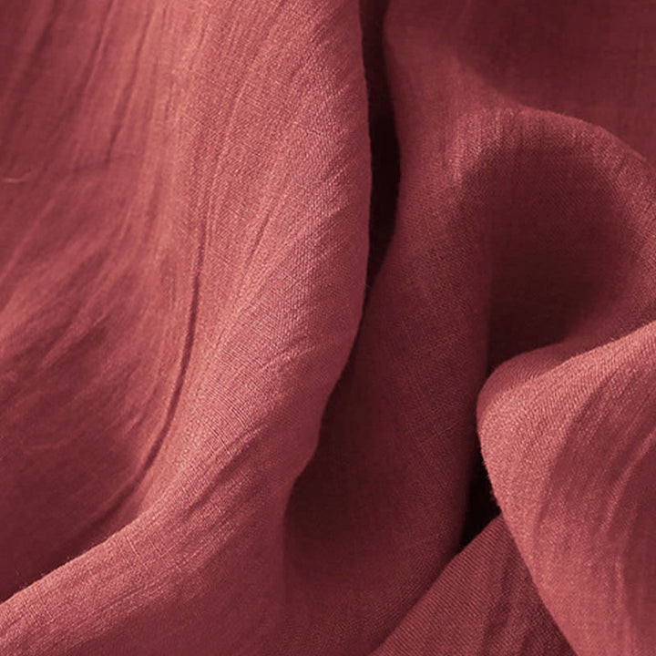 Buddha Stones Solid Color Embroidery Short Sleeve Cotton Midi Dress With Pockets - image 19