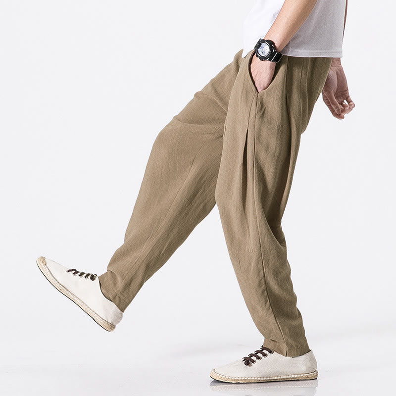 Buddha Stones Drawstring Elastic Waist Ankle-Length Men's Polyester Pants With Pockets - BurlyWood - US/UK/AU46，EU56 (5XL) - image 6