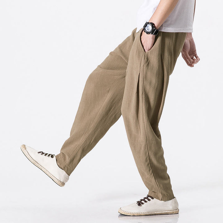 Buddha Stones Drawstring Elastic Waist Ankle-Length Men's Polyester Pants With Pockets - BurlyWood - US/UK/AU46，EU56 (5XL) - image 6
