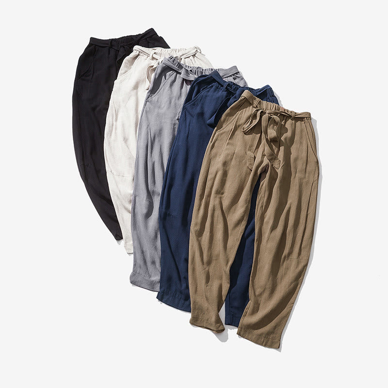 Buddha Stones Drawstring Elastic Waist Ankle-Length Men's Polyester Pants With Pockets - image 7