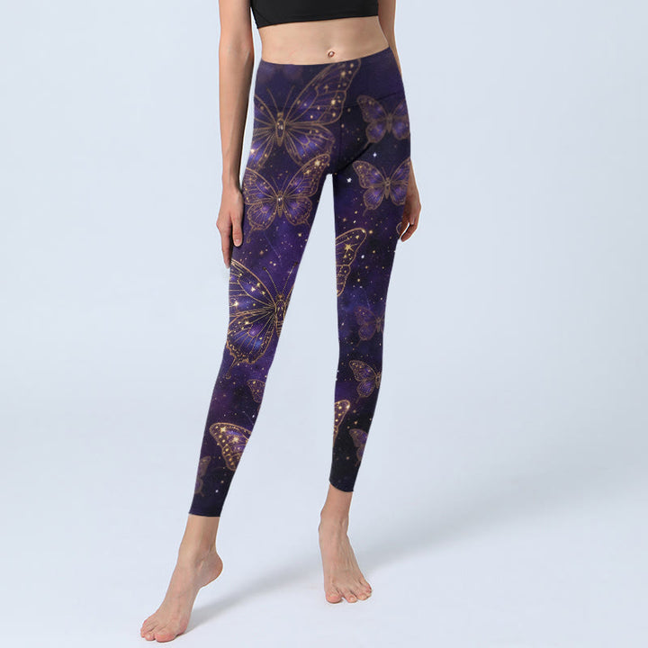 Buddha Stones Romantic Style Butterfly Pattern Print Gym Leggings Women's Yoga Pants - image 5
