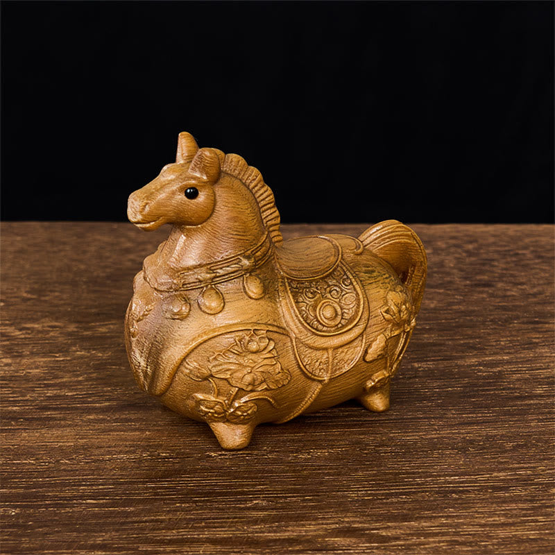 Buddha Stones Mini Year of the Horse Lotus Ebony Linden Wood Green Sandalwood Decoration 5.5*5*3.2cm - Green Sandalwood About 5.5*5*3.2cm - image 15