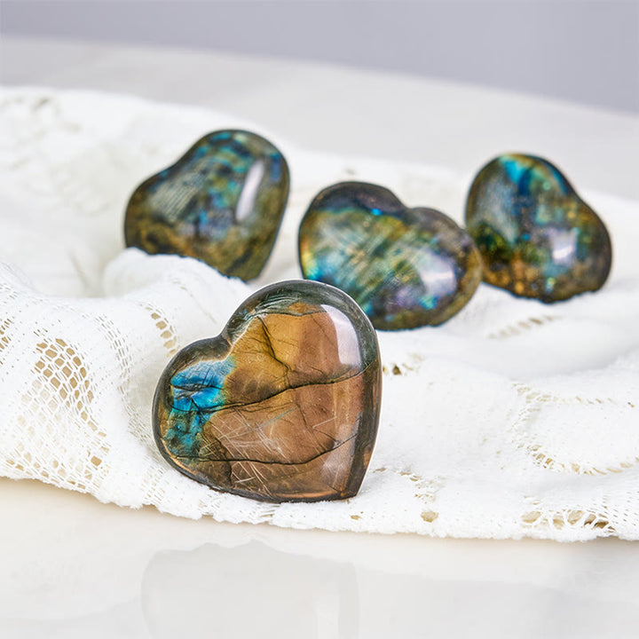 Buddha Stones Natural Heart Stone Labradorite Healing Cure Figurine Decoration - image 3