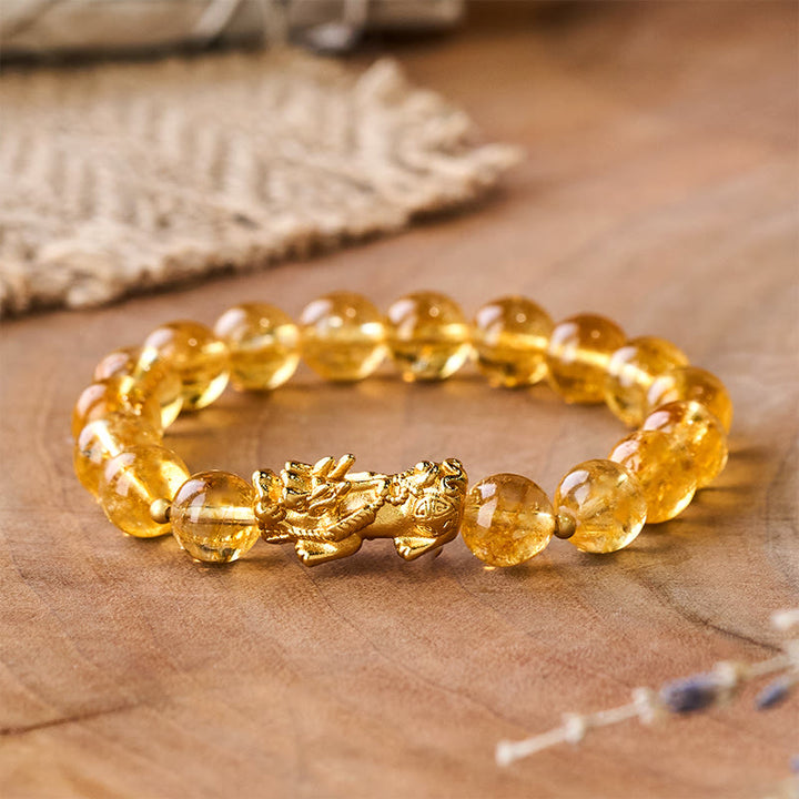 Buddha Stones Natural Citrine PiXiu Prosperity Protection Bracelet - Citrine(Wrist Circumference 14-16cm) - image 0