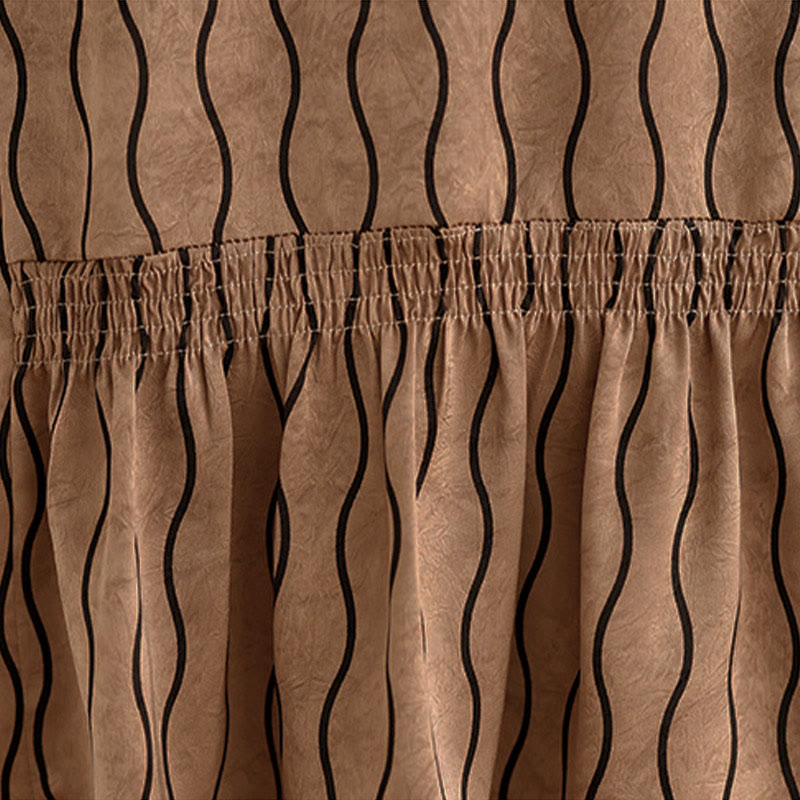 Buddha Stones 2pcs Striped Pattern Short Sleeve Shirt Polyester 7 Length Harem Pants Set With Pocket - image 7