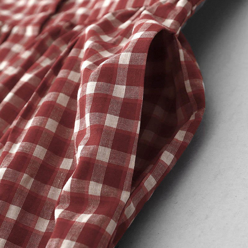 Buddha Stones Plaid Sleeveless Summer Midi Dress With Pockets - image 6