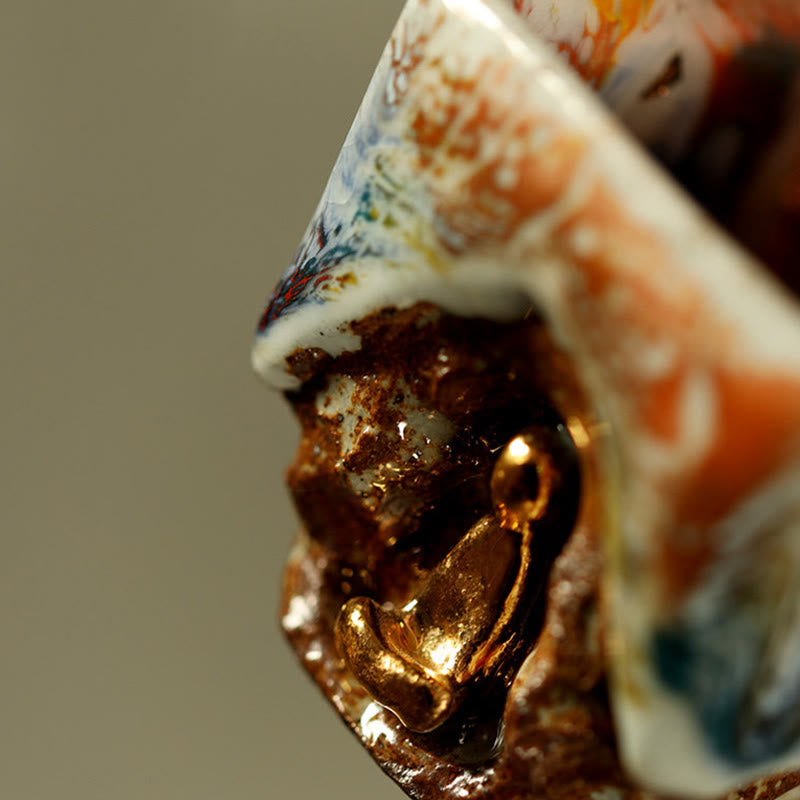 Buddha Stones Hand-painted Dunhuang Meditating Buddha Shino Ceramic Teacup Kung Fu Tea Cup - image 3