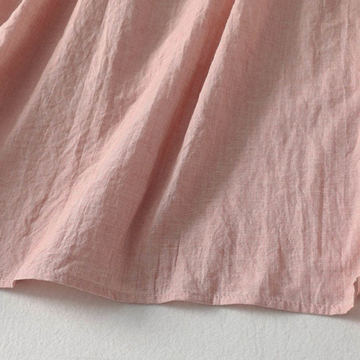 Buddha Stones Spring Solid Color Lace-up Crew Neck Design Three Quarter Sleeve Women's Midi Dress - image 8