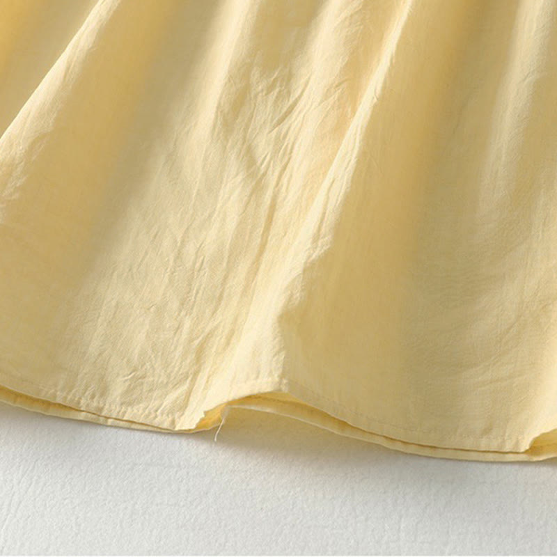 Buddha Stones Spring Solid Color Lace-up Crew Neck Design Three Quarter Sleeve Women's Midi Dress - image 14