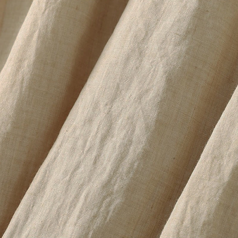 Buddha Stones Spring Solid Color Lace-up Crew Neck Design Three Quarter Sleeve Women's Midi Dress - image 25