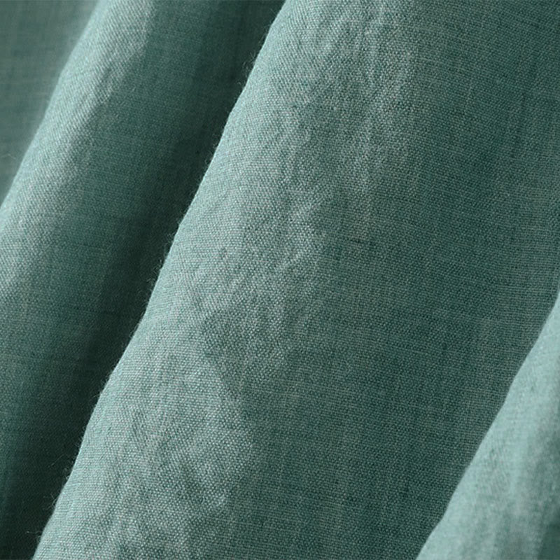 Buddha Stones Spring Solid Color Lace-up Crew Neck Design Three Quarter Sleeve Women's Midi Dress - image 20