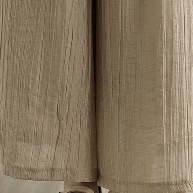 Buddha Stones Solid Color Elastic Waist Design Capri Cropped Women's Wide Leg Pants - image 35